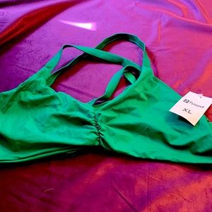 Xl nwt dark green fused bikini top